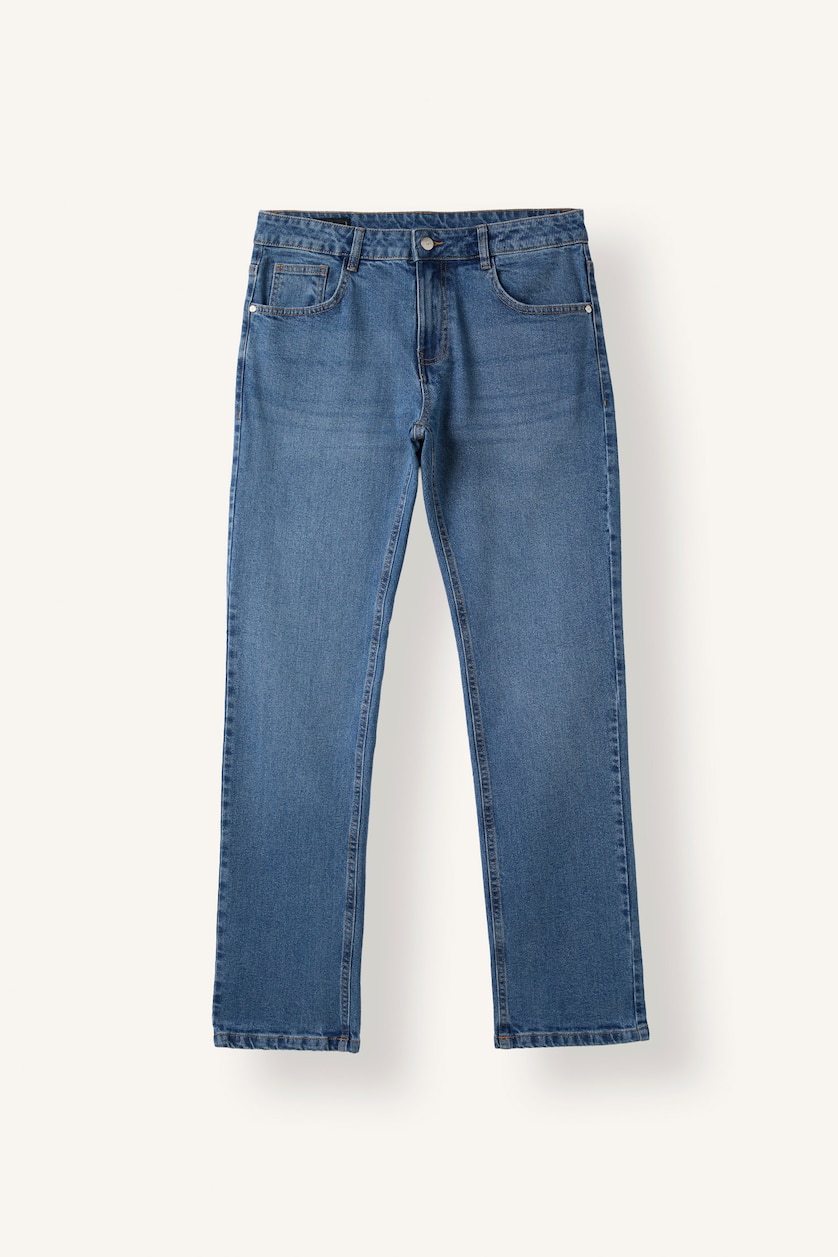 رجال أزرق Regular Fit Normal Waist Straight Leg Jeans
