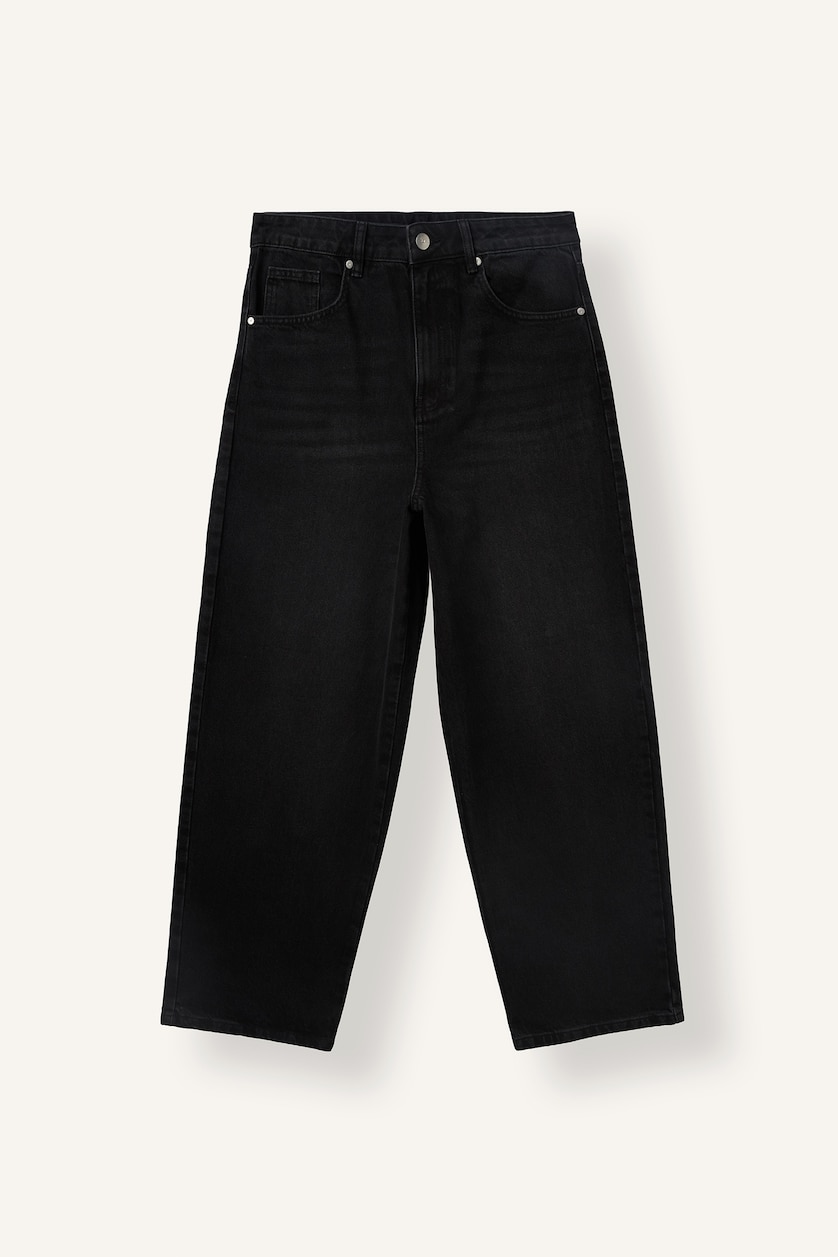 MAN Anthracite Super Baggy Fit High Waist Wide Leg Jeans