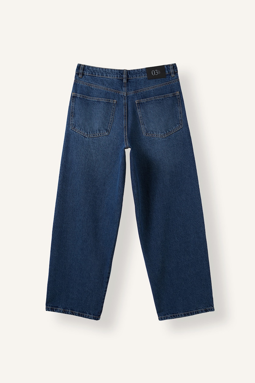 MAN Blue Super Baggy Fit High Waist Wide Leg Jeans