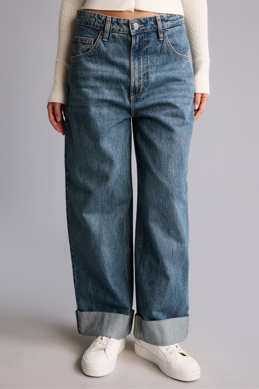 Әйелдерге Көк Baggy Fit шалбар