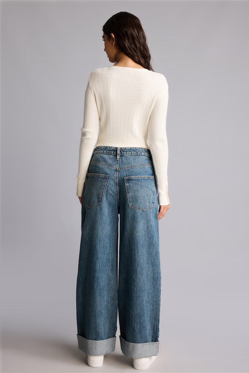 Әйелдерге Көк Baggy Fit шалбар