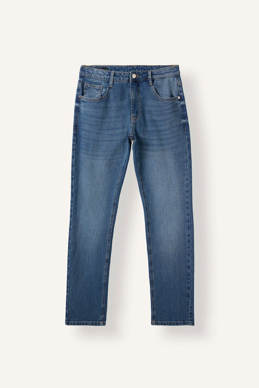رجال أزرق Slim Fit Regular Waist Narrow Leg Jeans