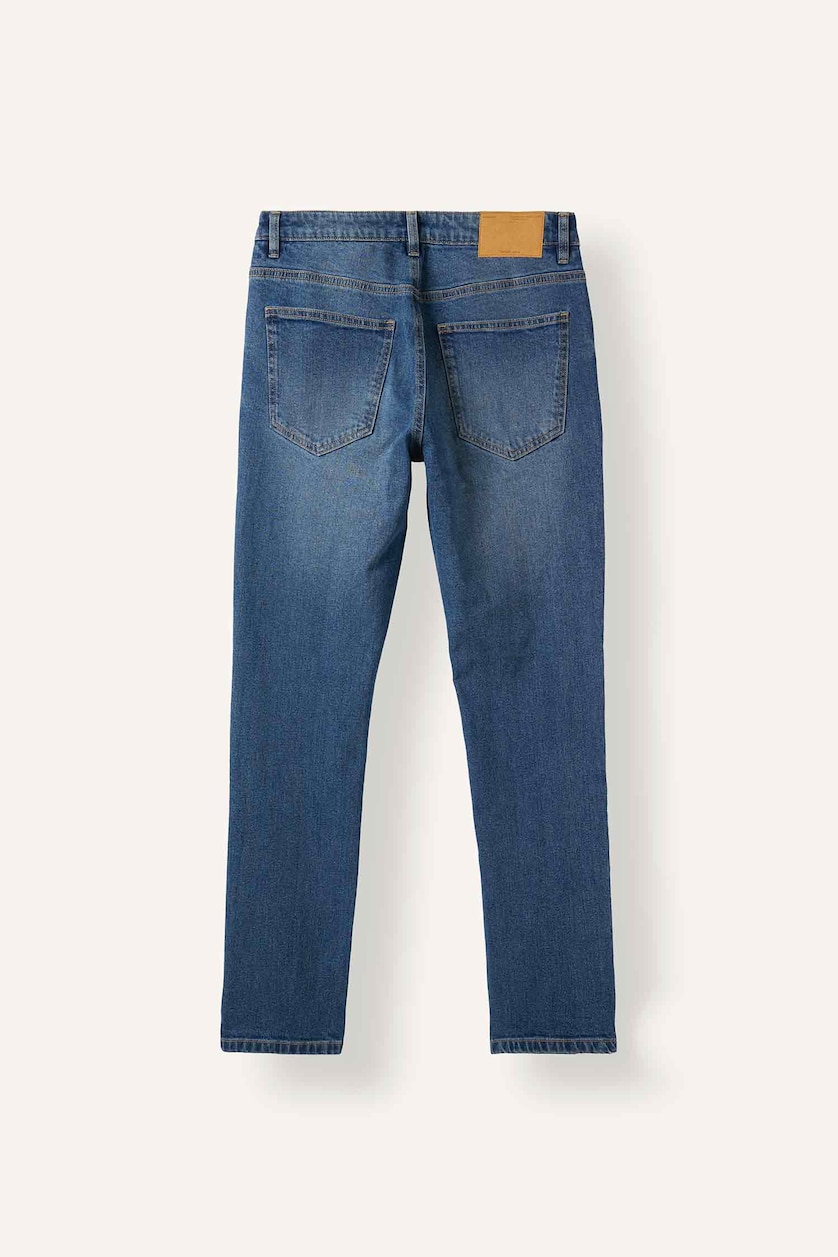 رجال أزرق Slim Fit Regular Waist Narrow Leg Jeans