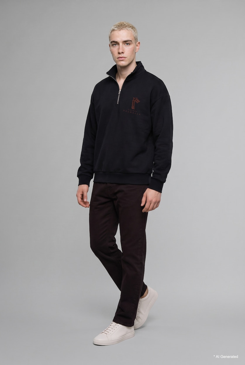 Мужчины Черный Свитшот Boxy Fit