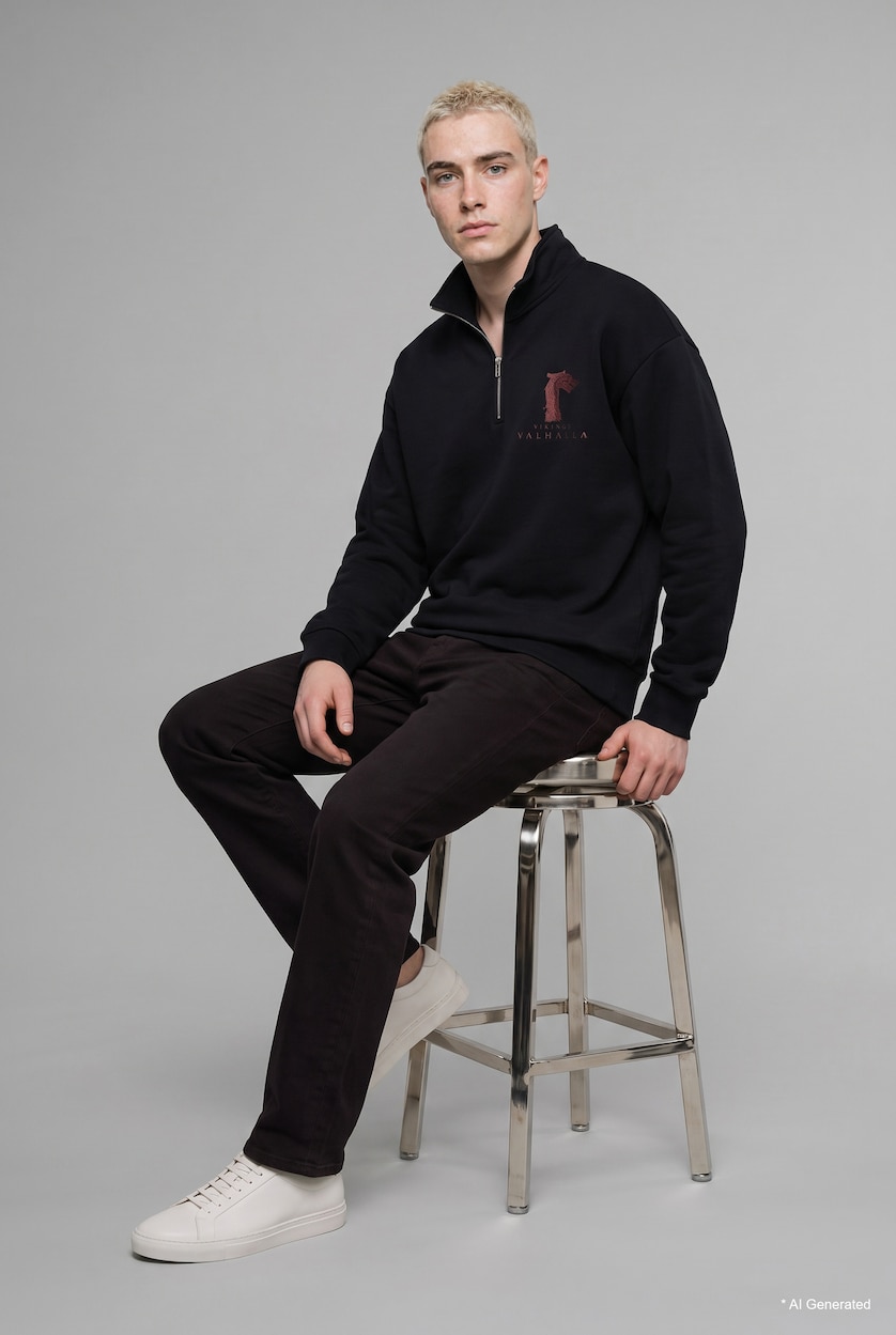 Мужчины Черный Свитшот Boxy Fit