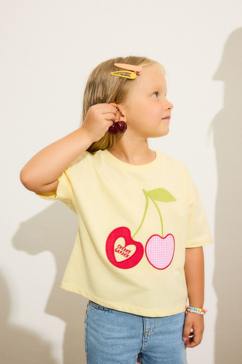 BABY GIRL Light Yellow Baby Girl Fruit Print Jersey Light Yellow T-Shirt