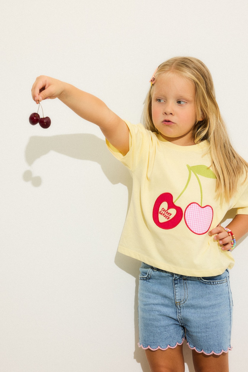 BABY GIRL Light Yellow Baby Girl Fruit Print Jersey Light Yellow T-Shirt
