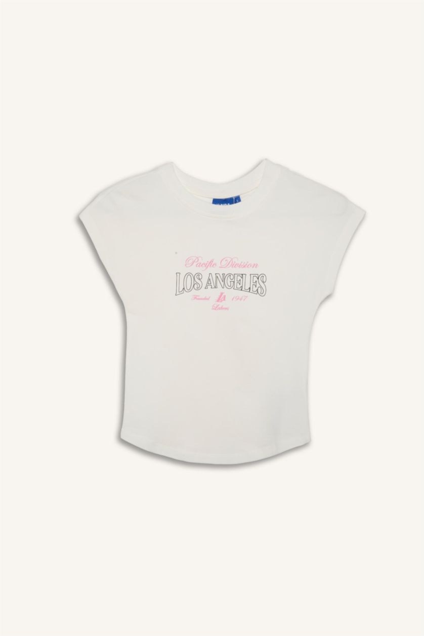حريمي بيج فاتح Slim Fit Short Sleeve T-Shirt