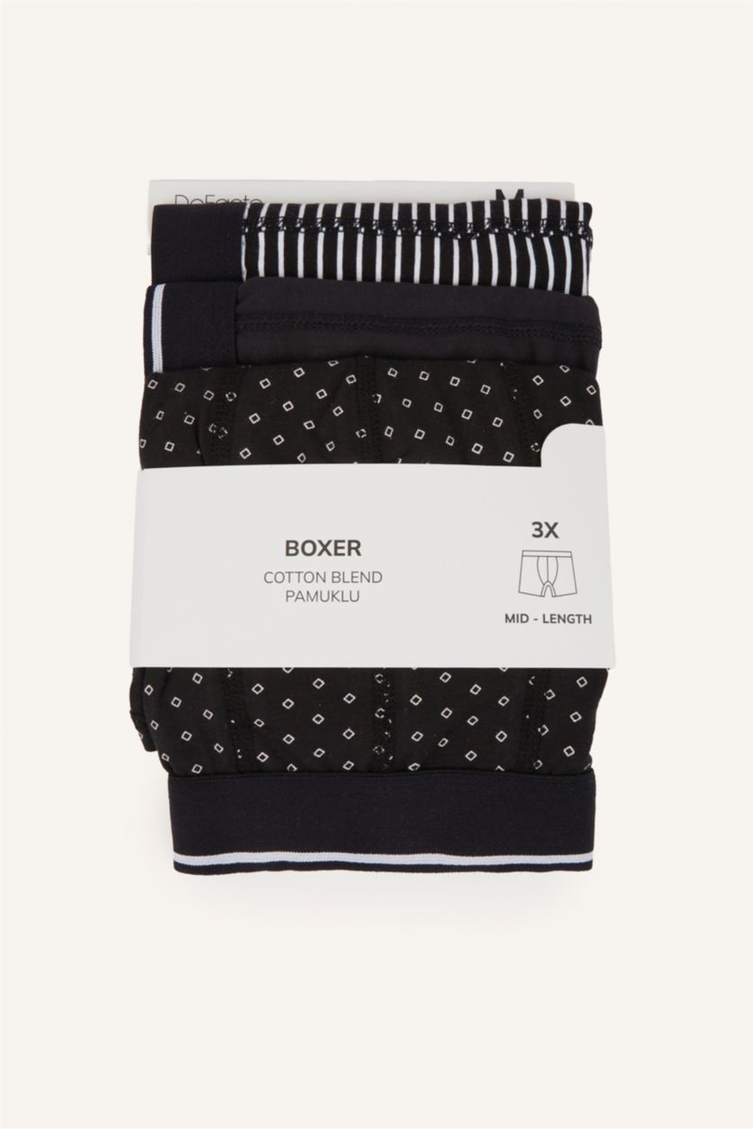 Erkek Antrasit Regular Fıt Çizgili 3'lü Boxer