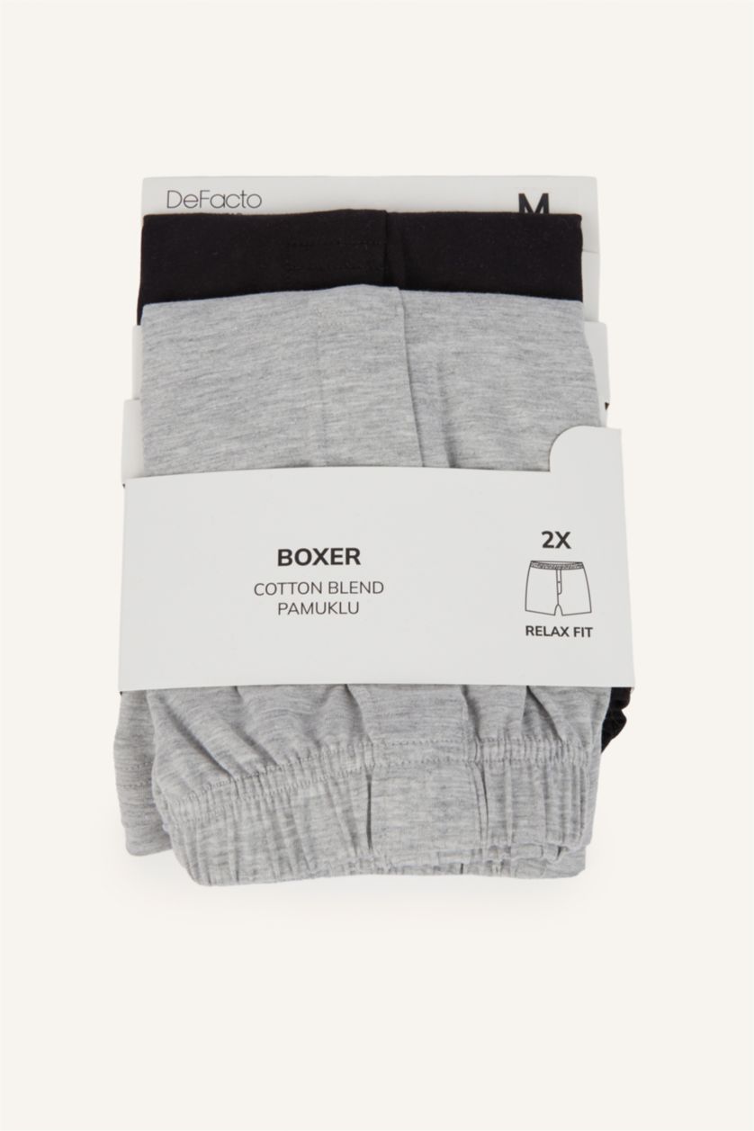 Erkek Siyah Relaxed Fit 2'li Boxer Set