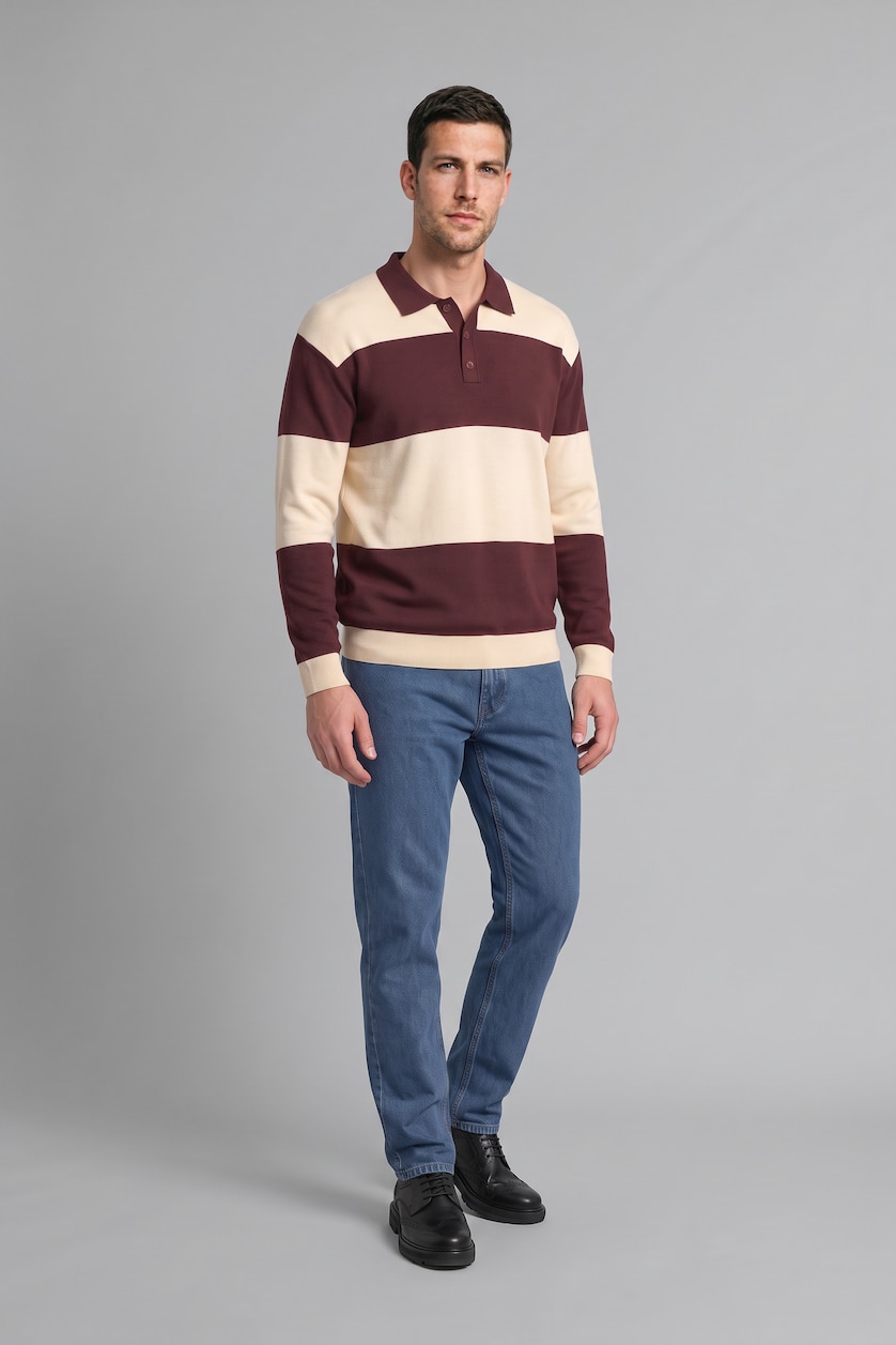 Men Bordeaux Relax Fit Knitwear Pullover