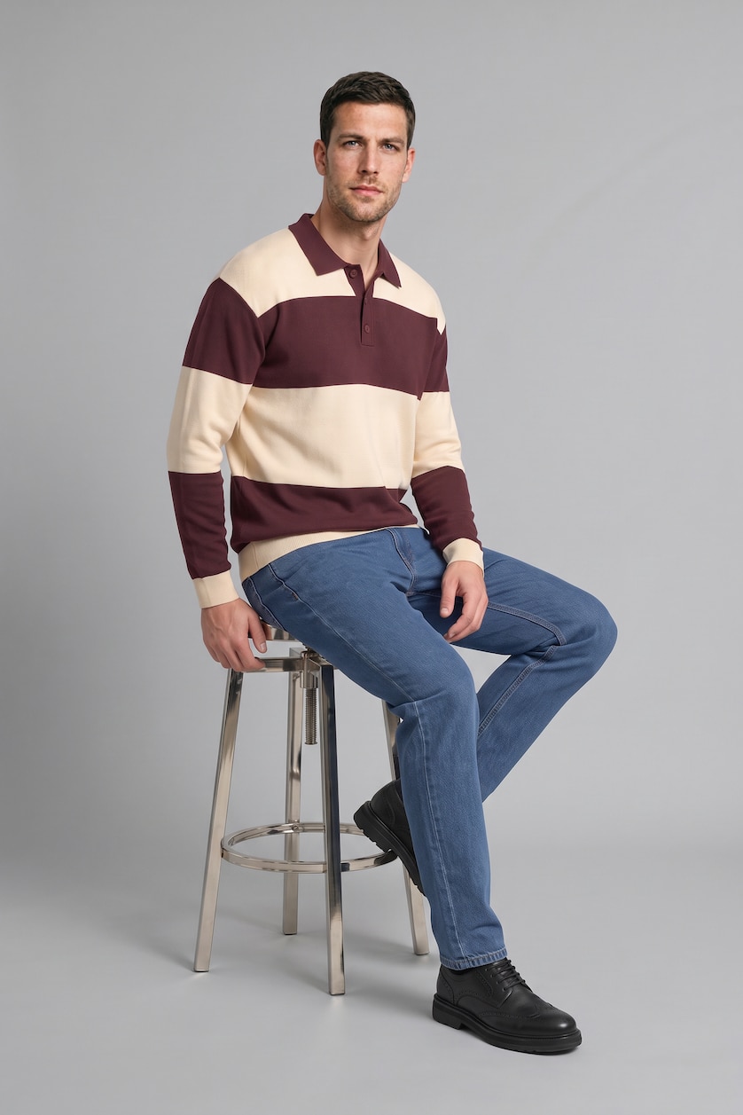 Men Bordeaux Relax Fit Knitwear Pullover