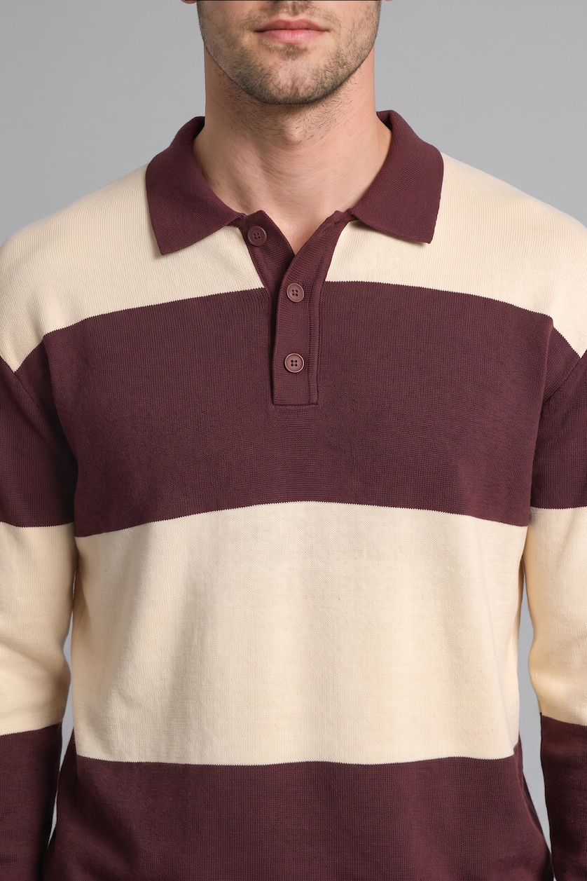 Men Bordeaux Relax Fit Knitwear Pullover