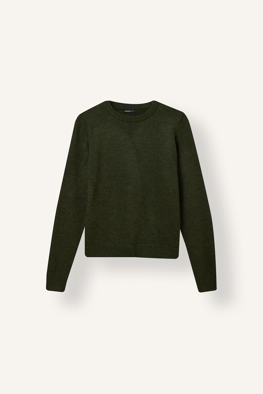 Kadın Haki Regular Fit Yün Karışımlı Basic Kazak