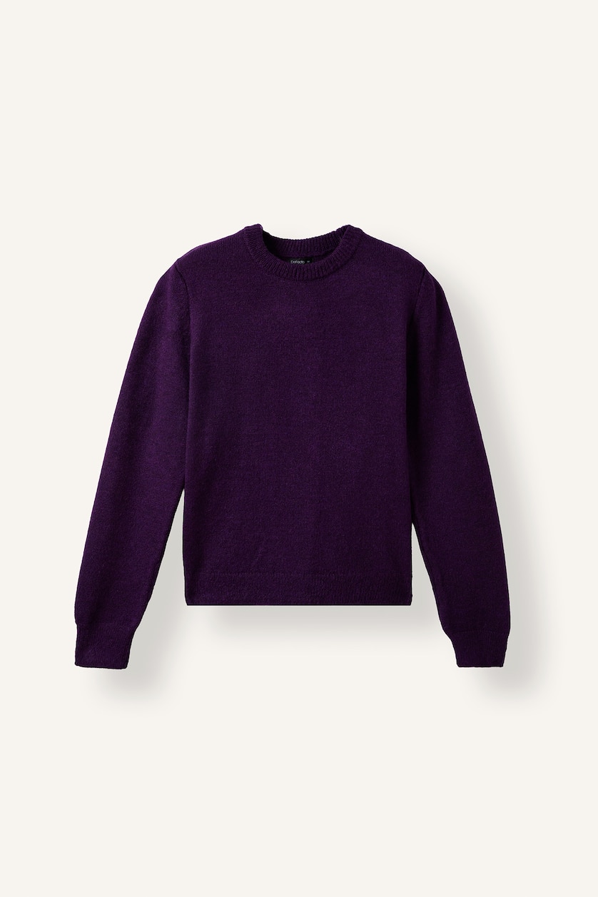 Kadın Mor Regular Fit Bisiklet Yaka Basic Kazak