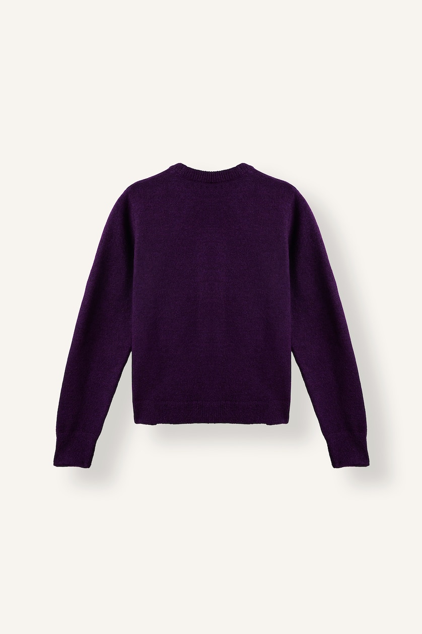 Kadın Mor Regular Fit Bisiklet Yaka Basic Kazak