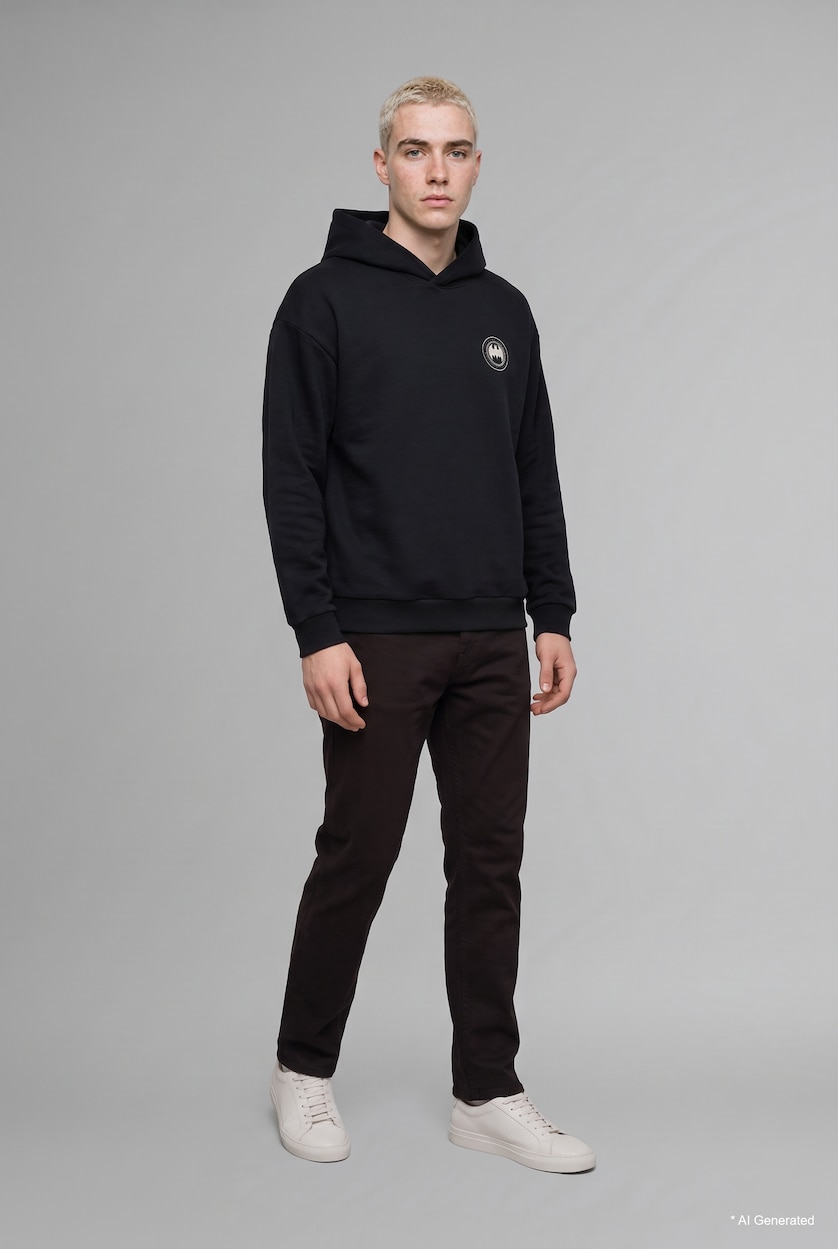 Мужчины Черный Свитшот Boxy Fit