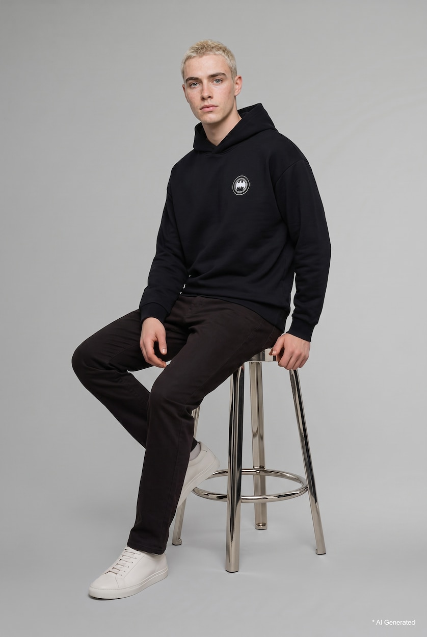 Мужчины Черный Свитшот Boxy Fit