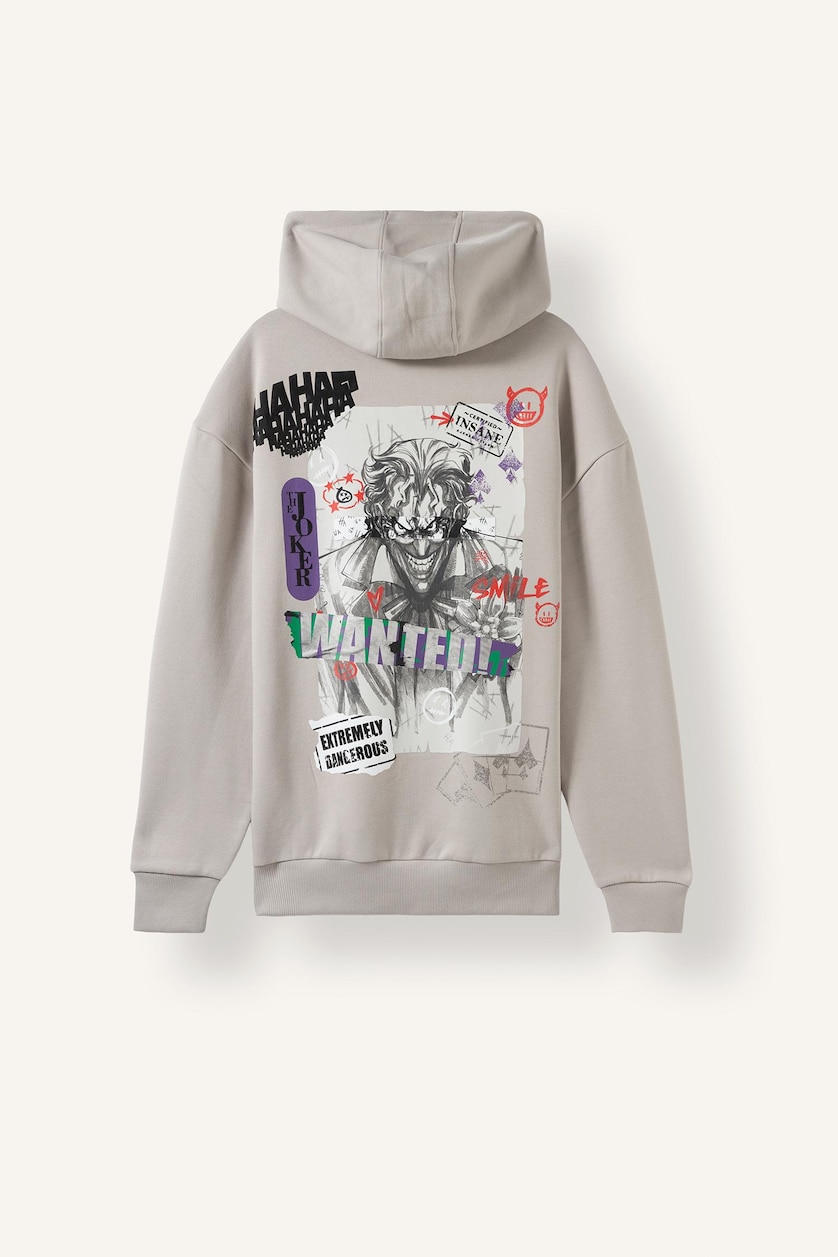 MAN Light Grey Batman Boxy Fit Fabric Printed Sweatshirt