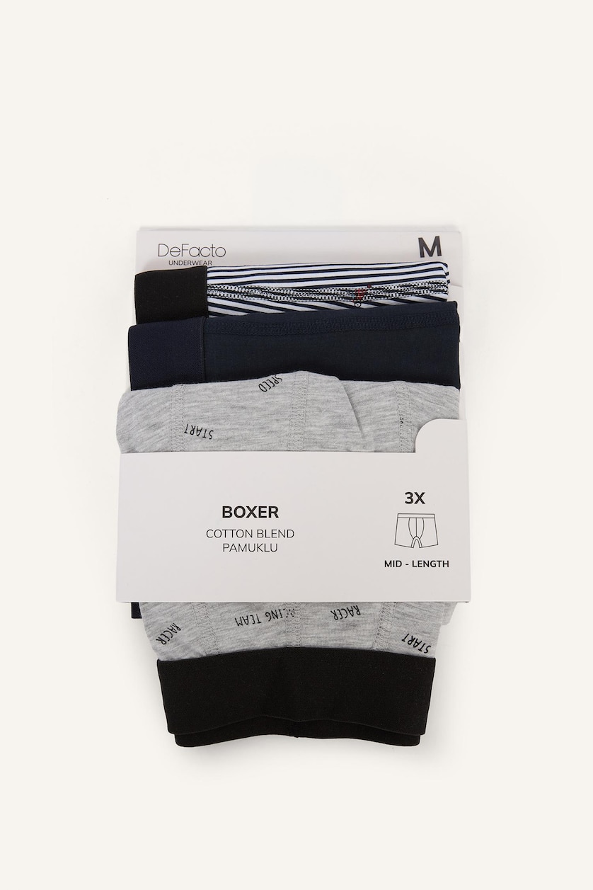Erkek Lacivert Regular Fıt 3'lü Boxer