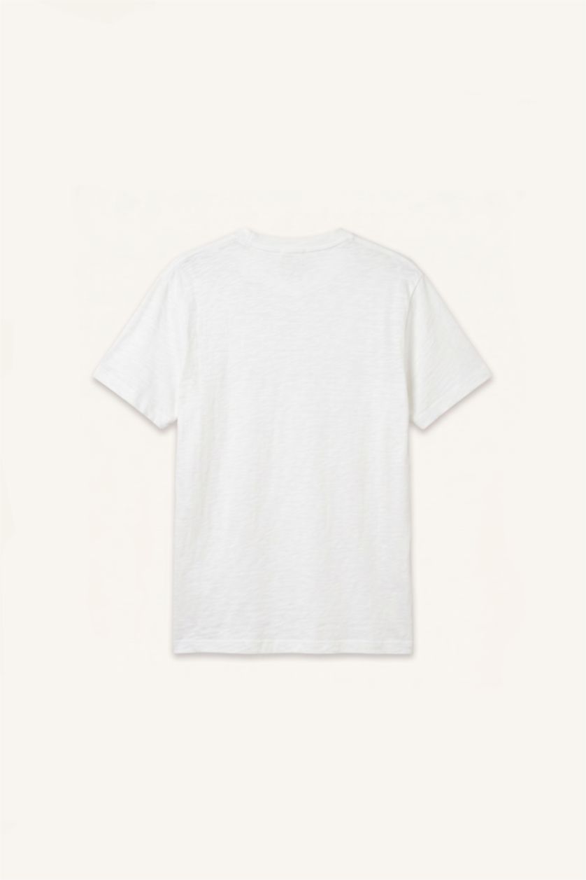 Erkek Ekru Regular Fit Kısa Kollu Basic Tişört