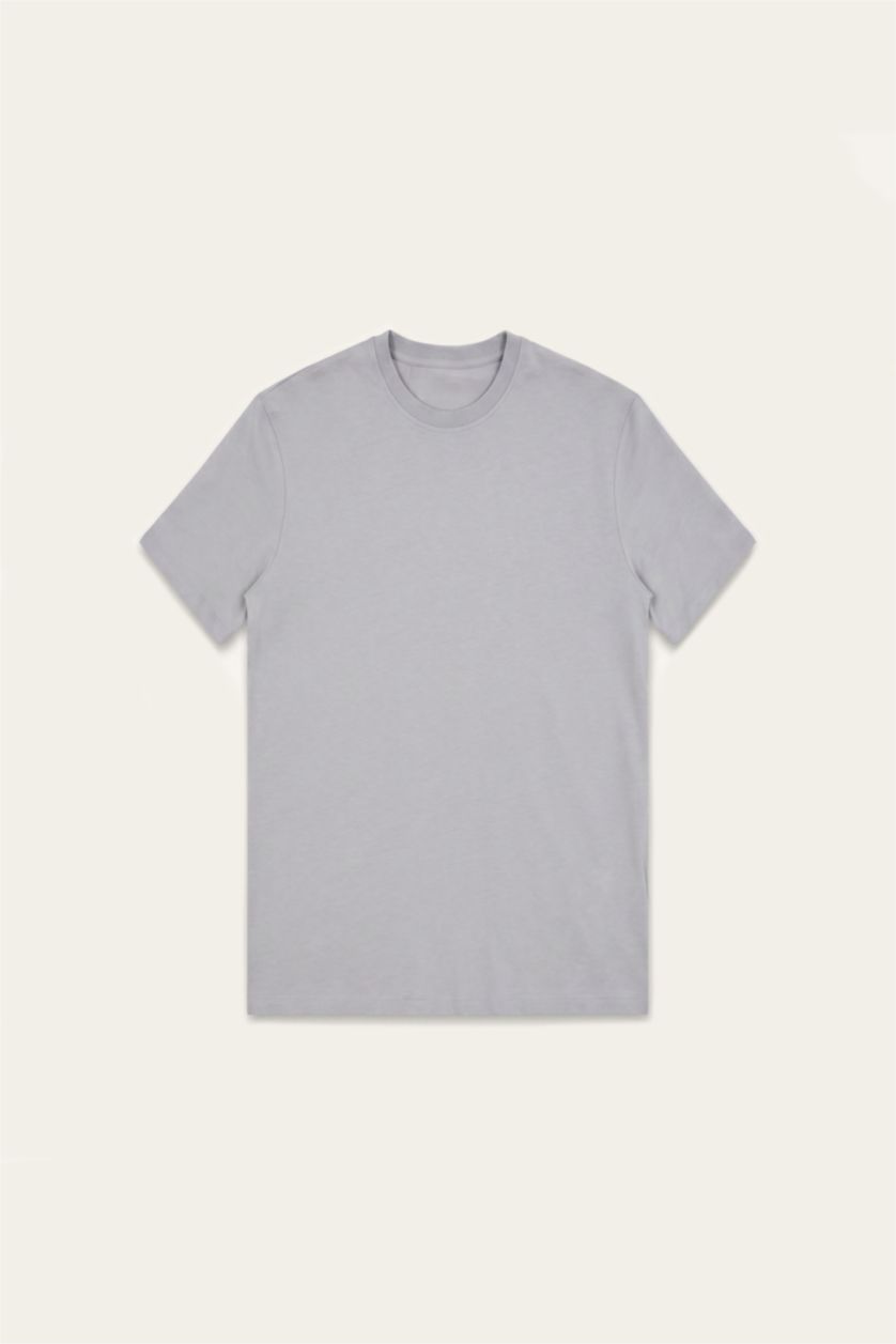 Erkek Açık Lila Regular Fit Kısa Kollu Basic Tişört