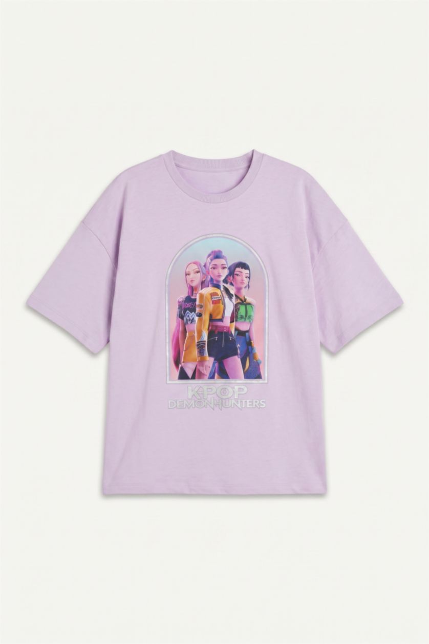 Young Girls - Teen Girls Lilac Oversize Fit Short Sleeve T-Shirt