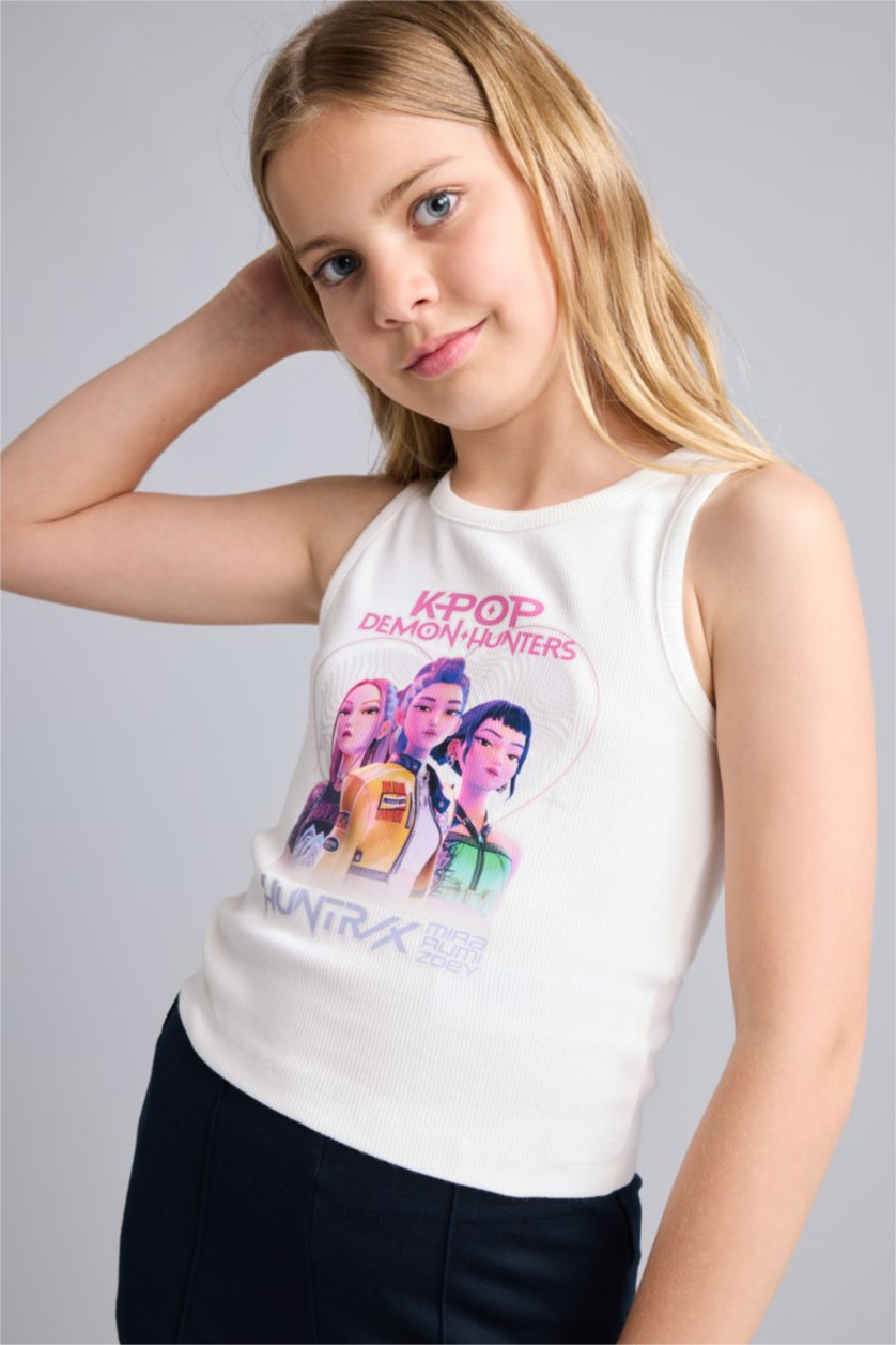 بنات بيج فاتح Girl Kpop - Demon Hunters Crew Neck Ecru Tank Top