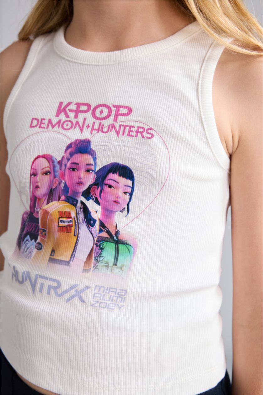 بنات بيج فاتح Girl Kpop - Demon Hunters Crew Neck Ecru Tank Top