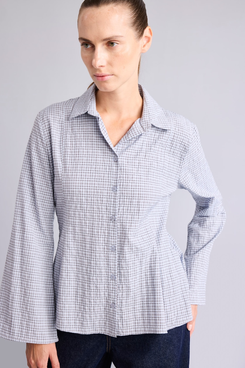 Women Light Blue Regular Fit Wowen Fabrics Long Sleeve Shirt