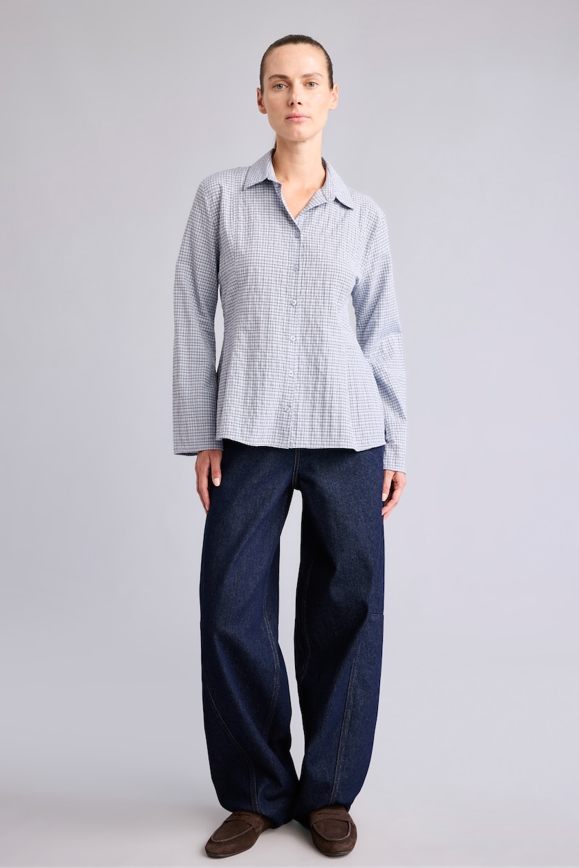 Women Light Blue Regular Fit Wowen Fabrics Long Sleeve Shirt