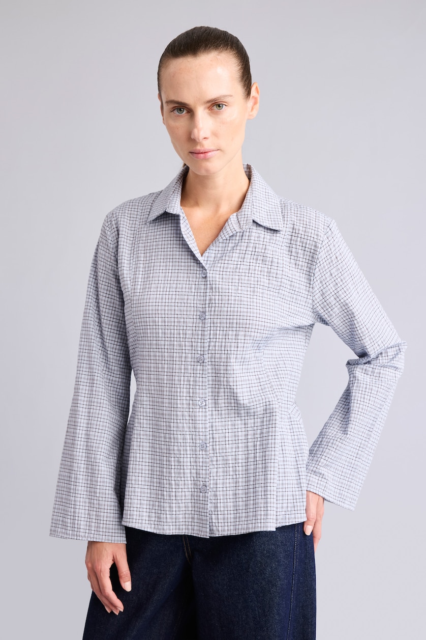 Women Light Blue Regular Fit Wowen Fabrics Long Sleeve Shirt