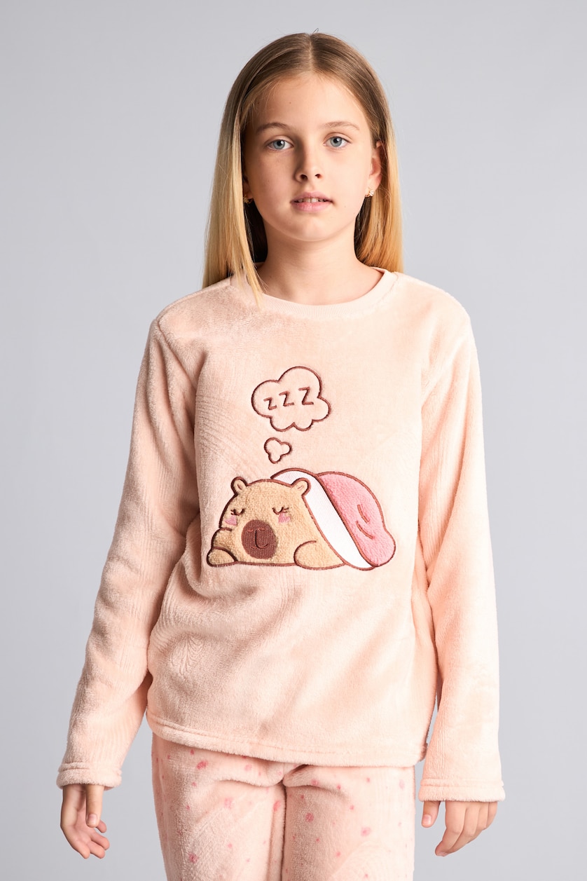 Young Girls - Teen Girls Light Pink 2 piece Regular Fit Knitted Pyjamas