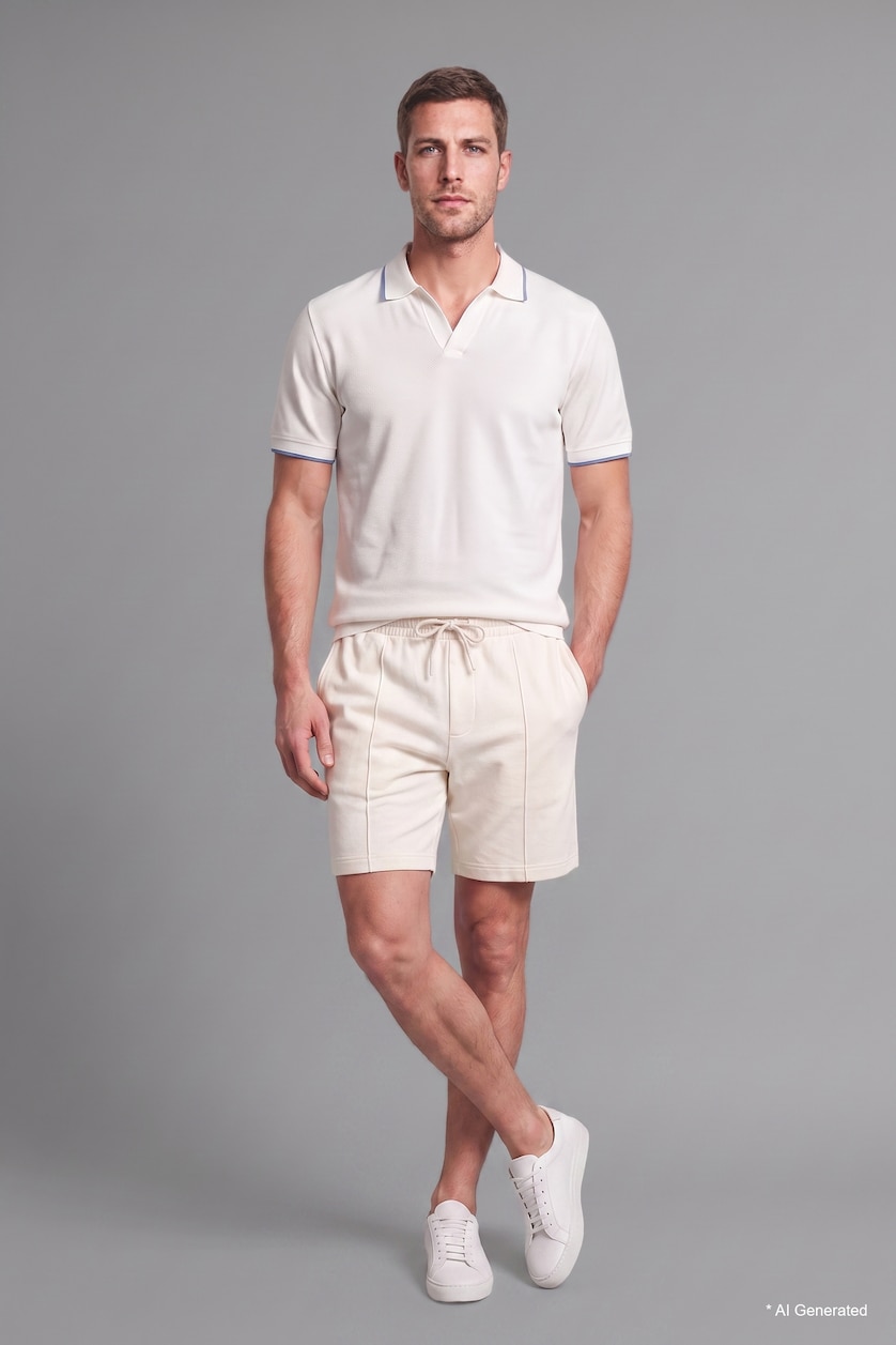 رجال بيج فاتح Regular Fit Regular Hem Shorts