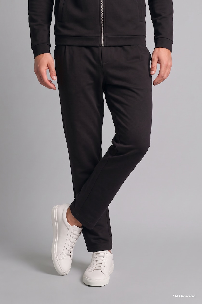 Erkek Siyah Relaxed Fit Düz Paça Eşofman Altı