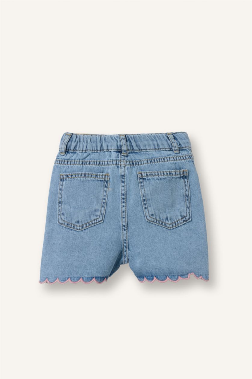 Baby Girls Light Blue Baby Girl Elastic Band Embroidered Shorts
