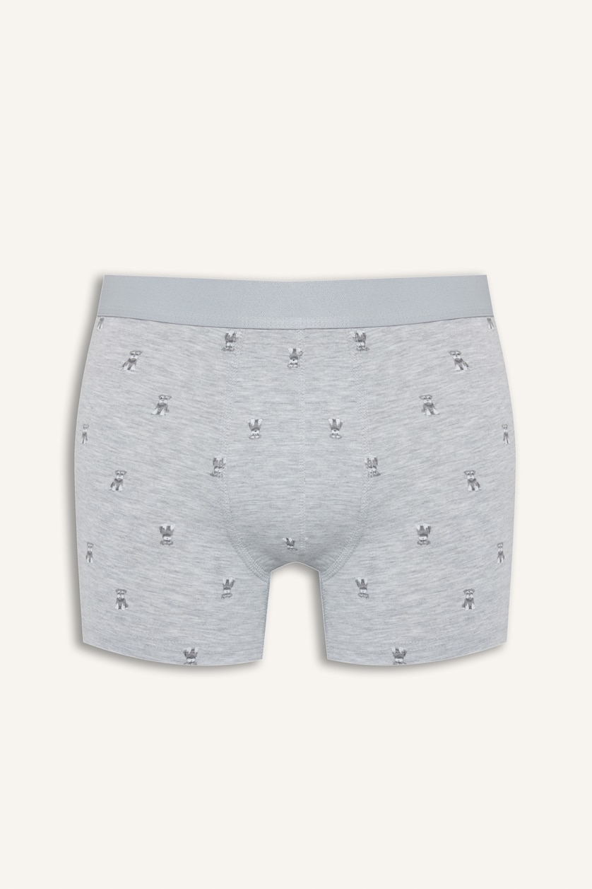 Erkek Lacivert Esnek Belli Desenli 3'lü Boxer