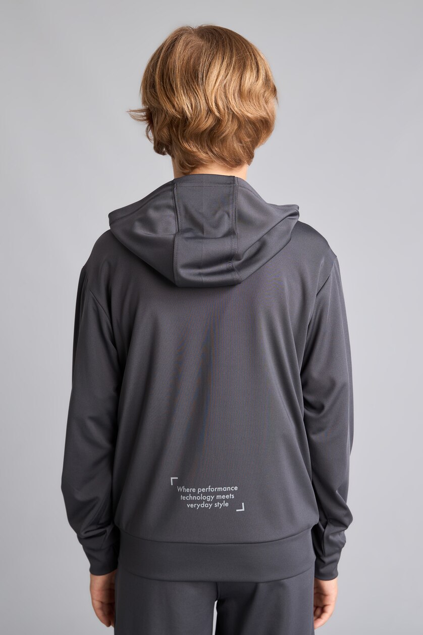 Young Boys - Teen Boys Anthracite Boy Anthracite Scuba Printed Zip-Up Hooded Sweatshirt