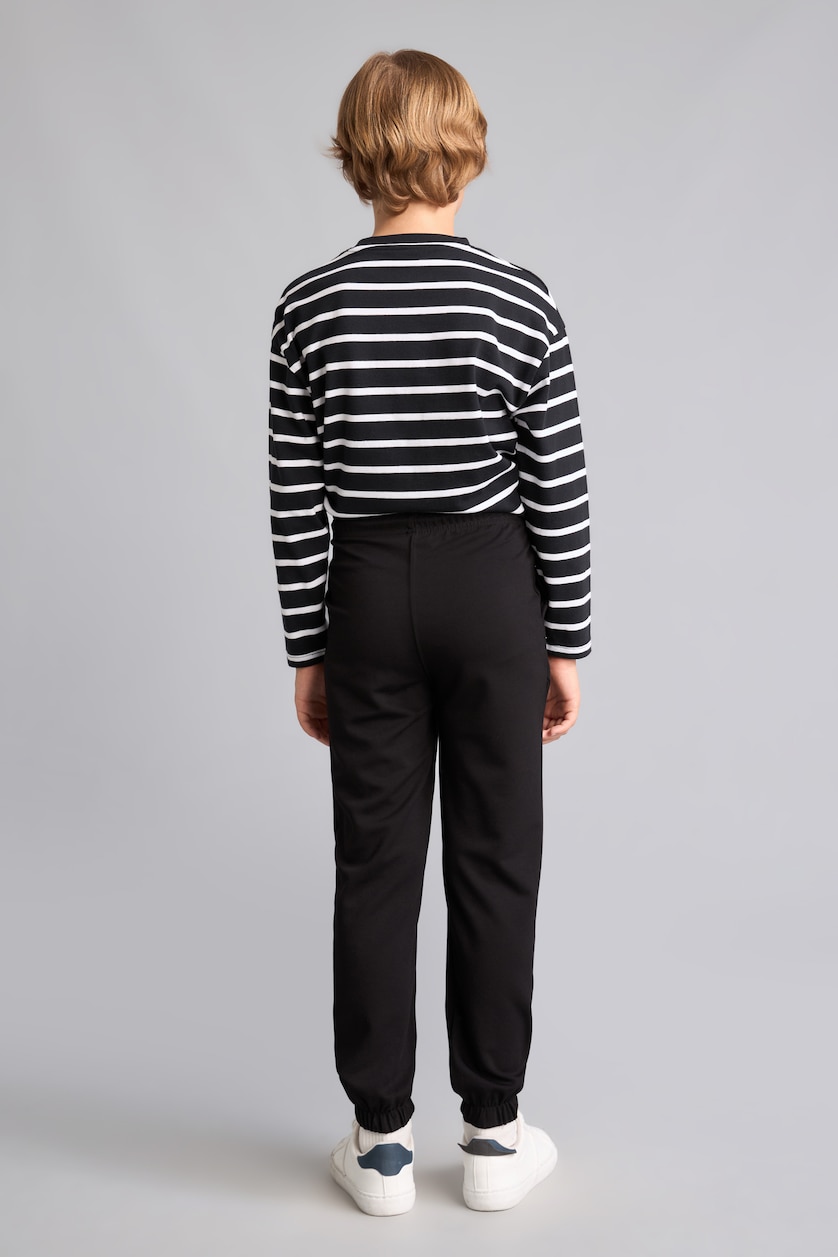 Erkek Çocuk - Genç Erkek Siyah Oversize Dalgıç Kumaş Eşofman Altı Erkek Çocuk