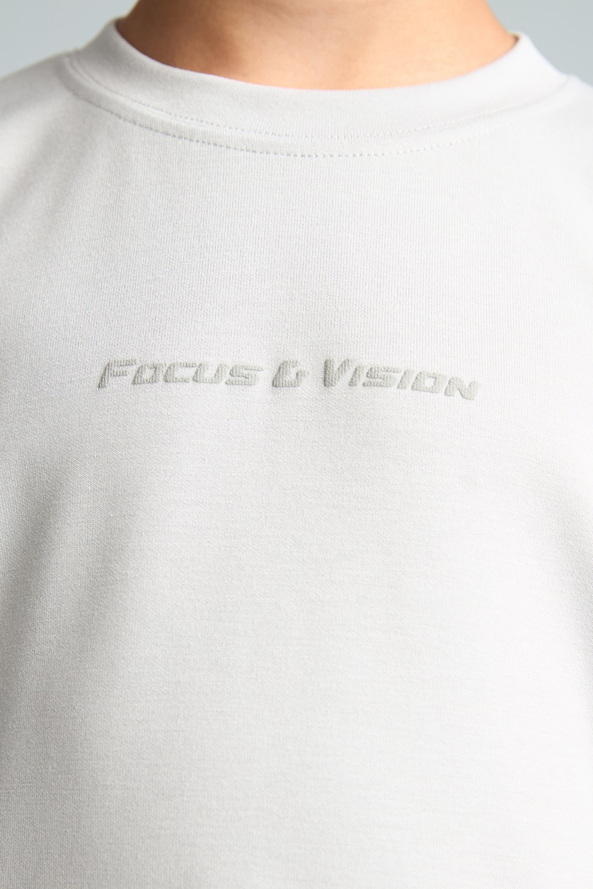 Young Boys - Teen Boys Light Grey Boy Oversize Fit Light Grey Printed Modal Short Sleeve T-Shirt