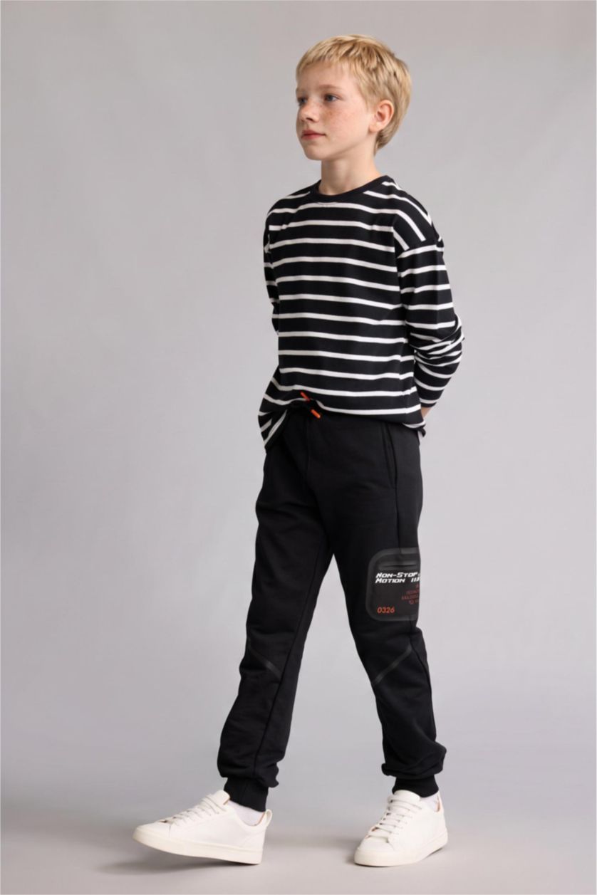 أولاد أسود Boy Barrel Fit 100% Cotton Black Printed Sweatpants