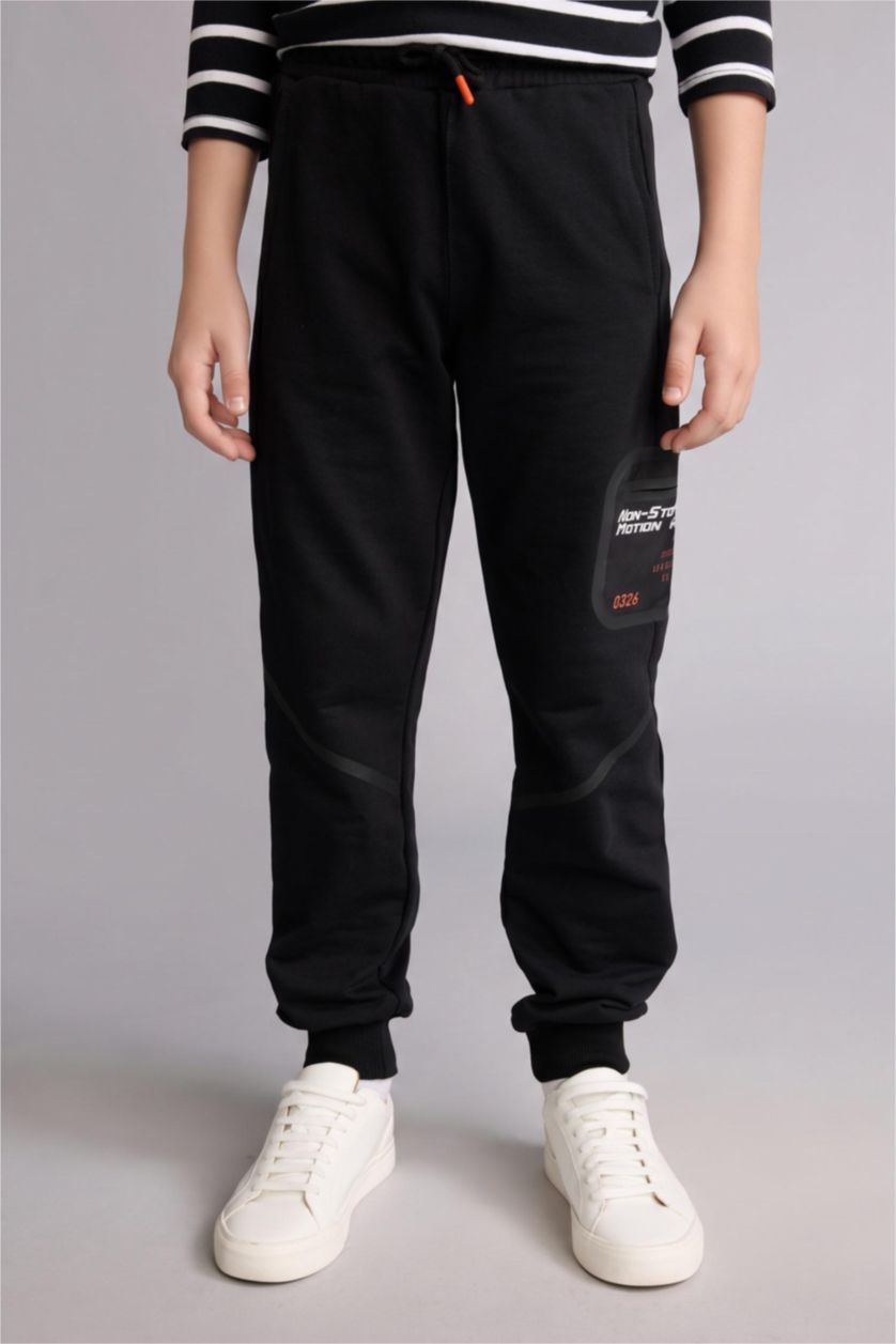 أولاد أسود Boy Barrel Fit 100% Cotton Black Printed Sweatpants