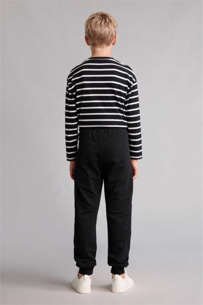 أولاد أسود Boy Barrel Fit 100% Cotton Black Printed Sweatpants