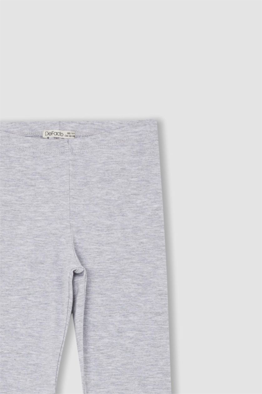 Kız Çocuk - Genç Kız Gri Melanj Kız Çocuk Slim Fit Basic Bilek Boy Tayt