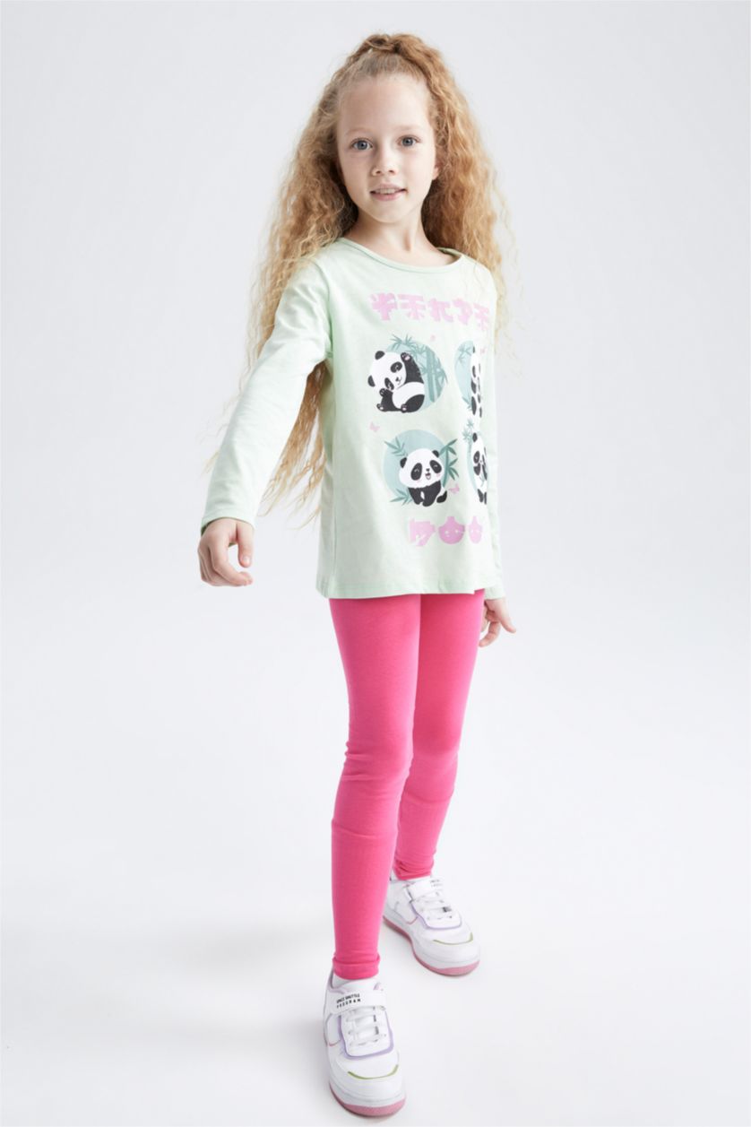 GIRLS & TEENS Pink Girls Slim Fit Basic Ankle Length Leggings