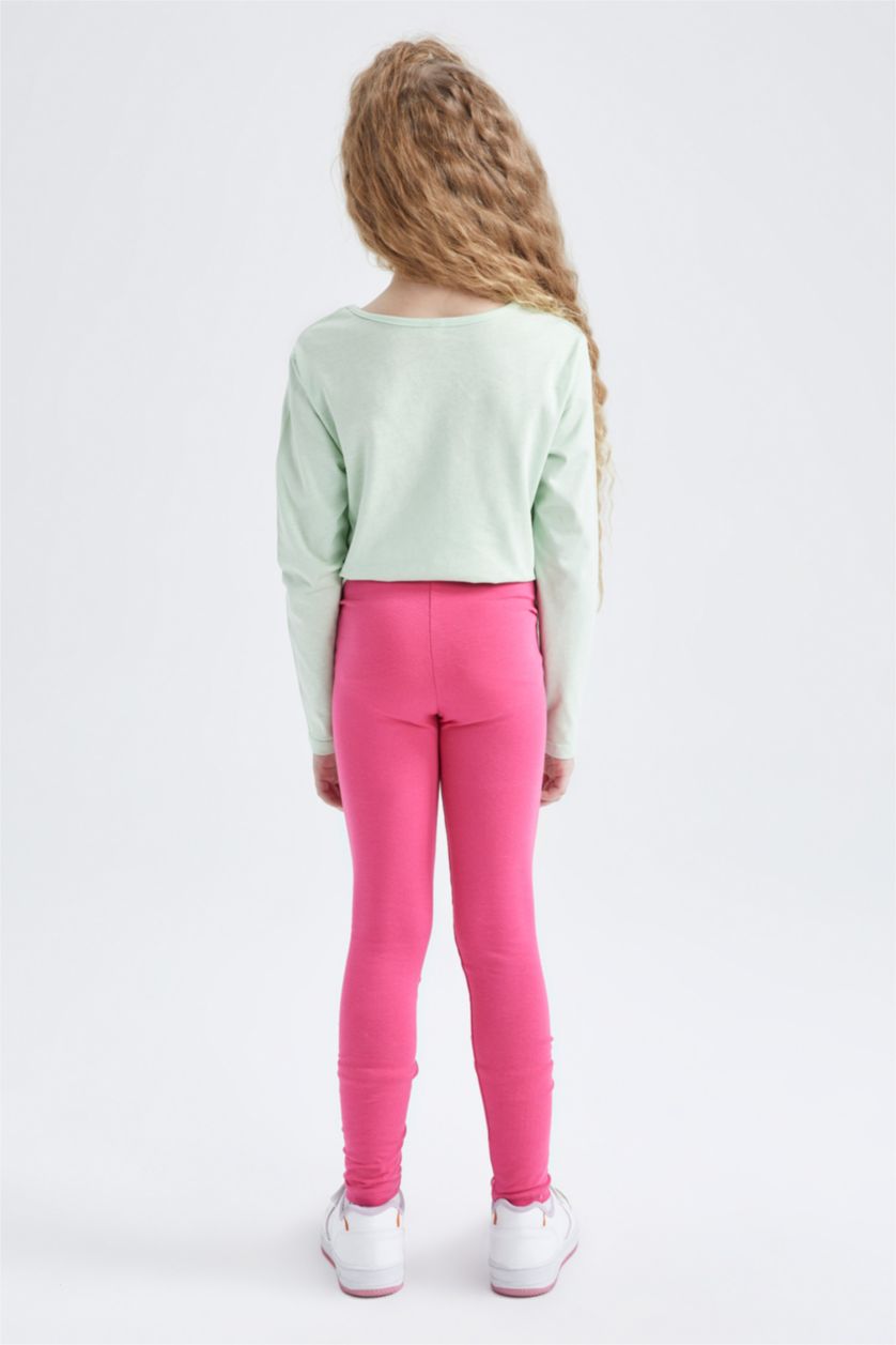 GIRLS & TEENS Pink Girls Slim Fit Basic Ankle Length Leggings