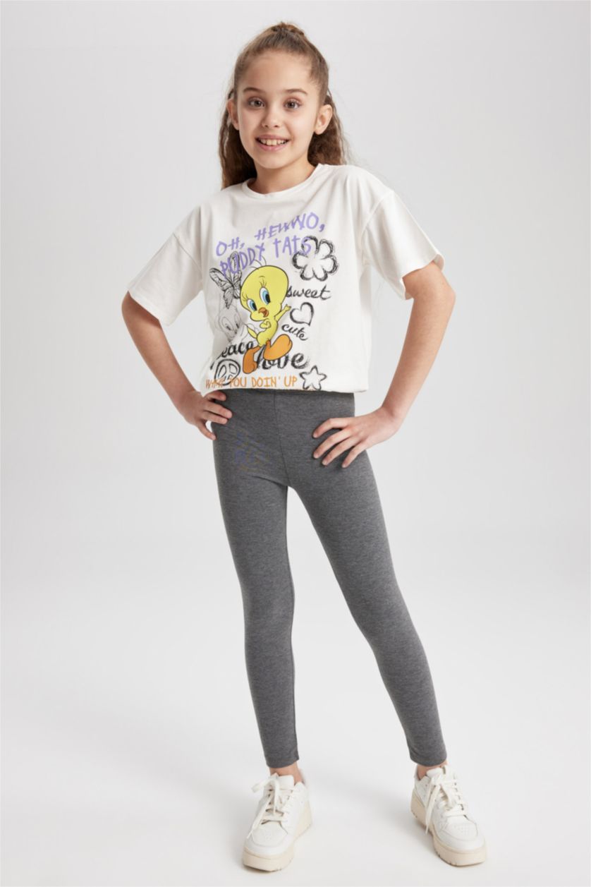 Girls & Teens Anthracite Melange Girls Long Length Leggings