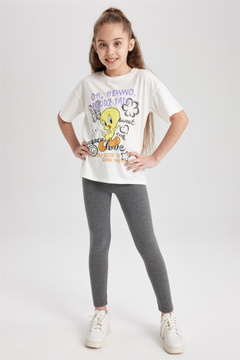 Girls & Teens Anthracite Melange Girls Long Length Leggings