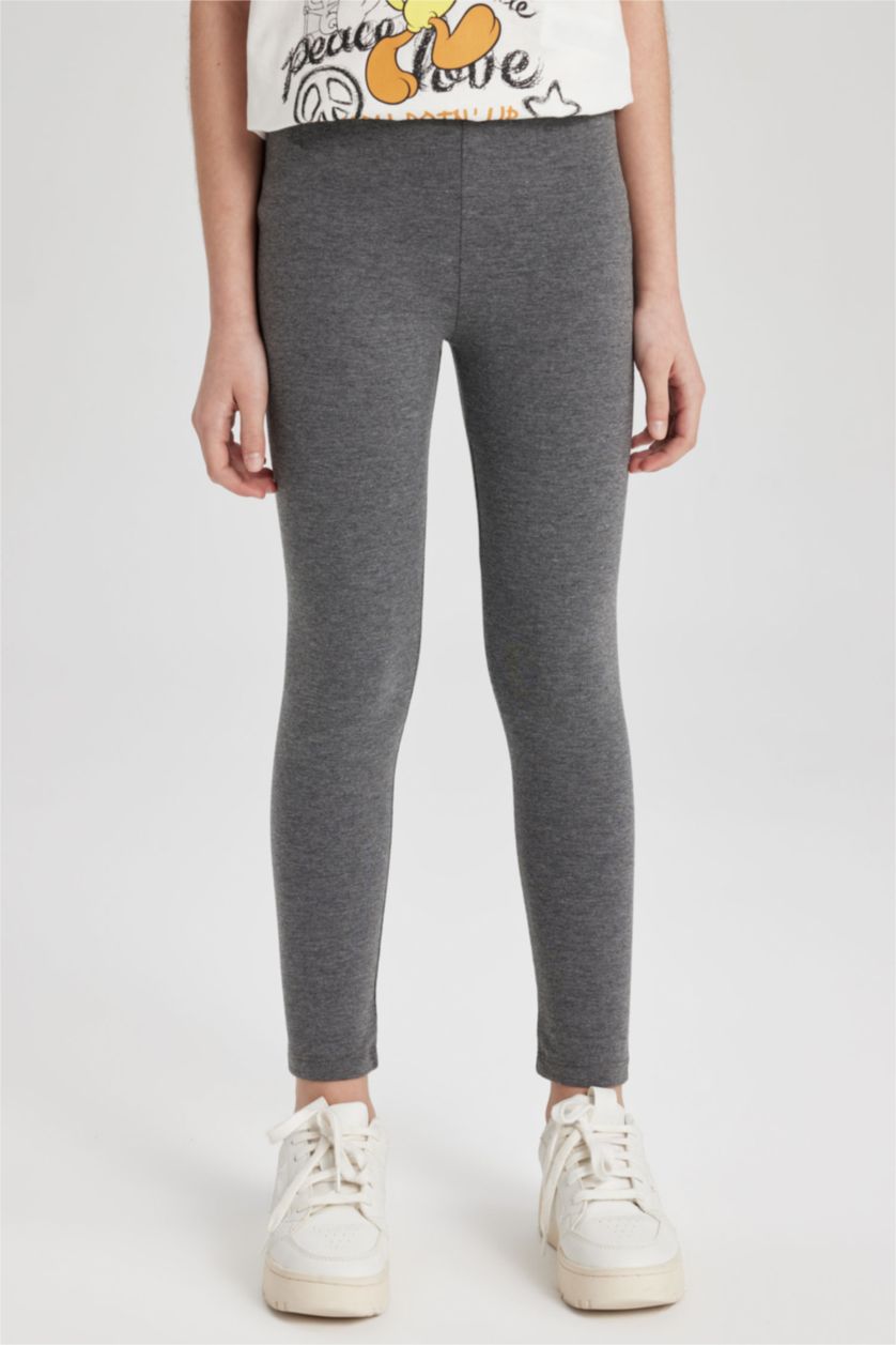 Girls & Teens Anthracite Melange Girls Long Length Leggings