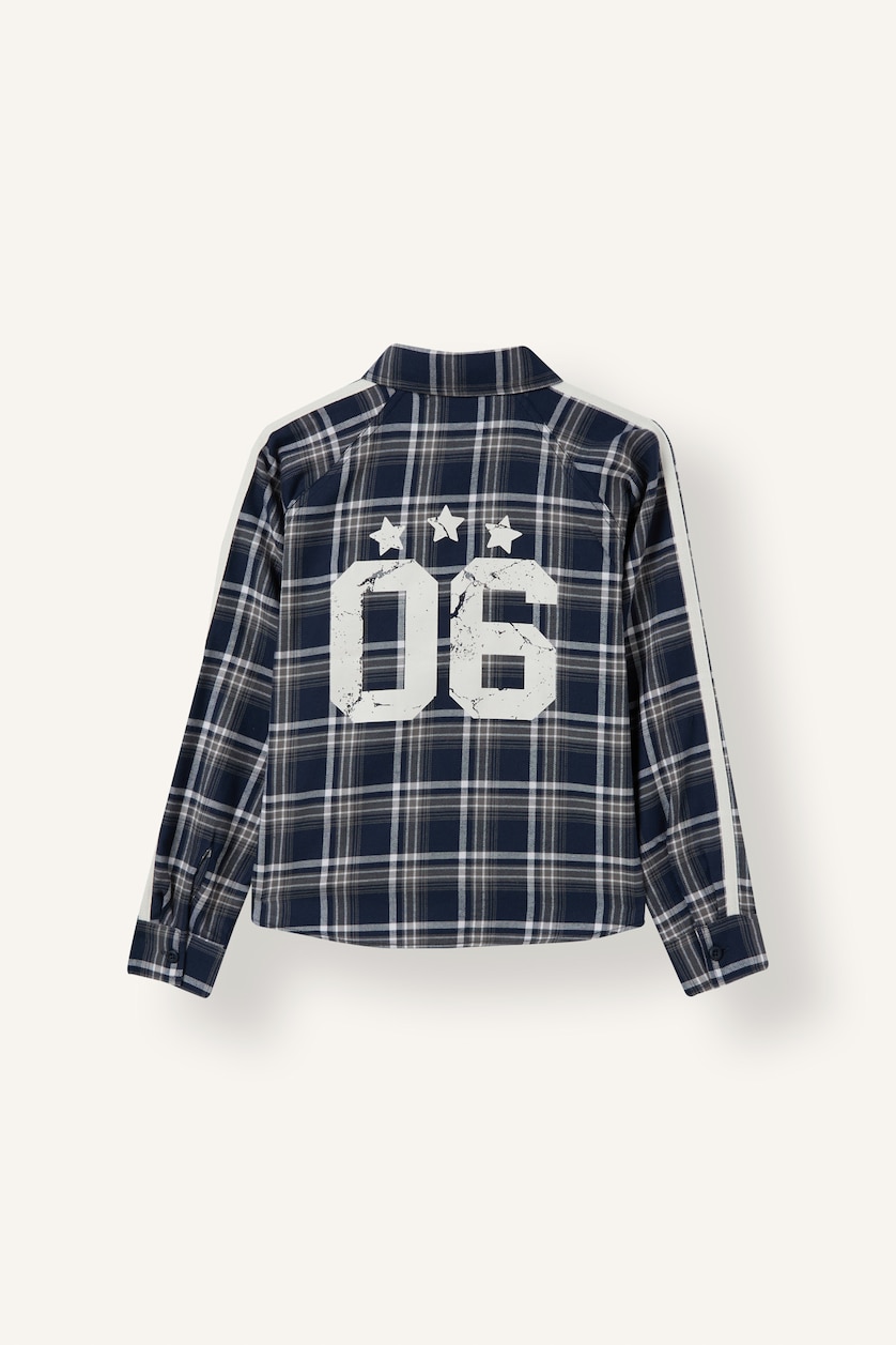 GIRLS & TEENS NAVY Girl Regular Fit 100% Cotton Checkered Flannel Back Printed Shirt